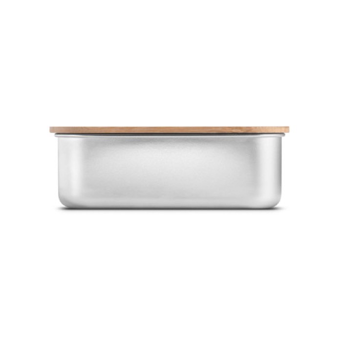 Fiambrera hermética de acero con elástico color plateado quinta vista