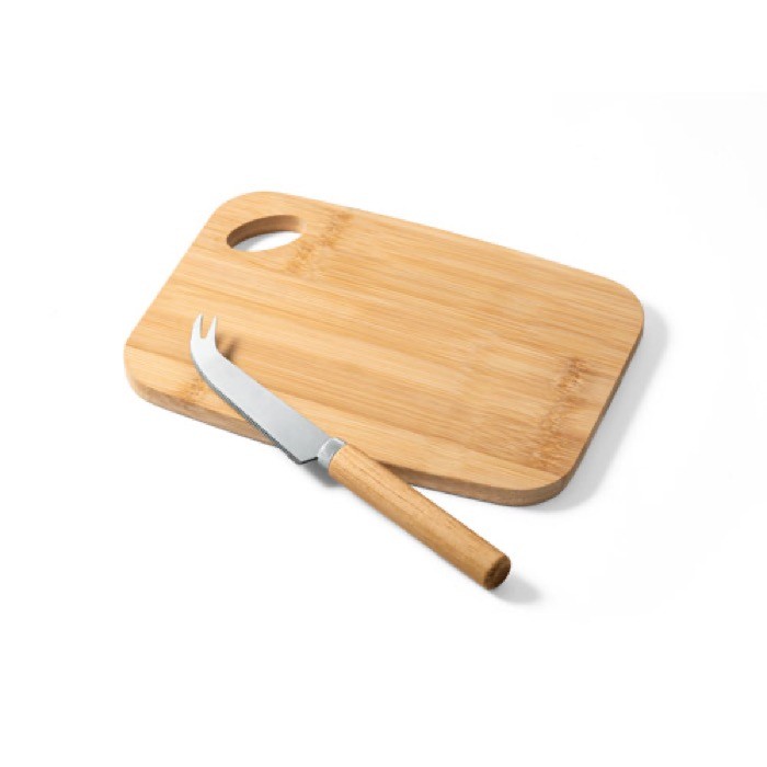Tabla de cortar con cuchillo para queso color natural tercera vista
