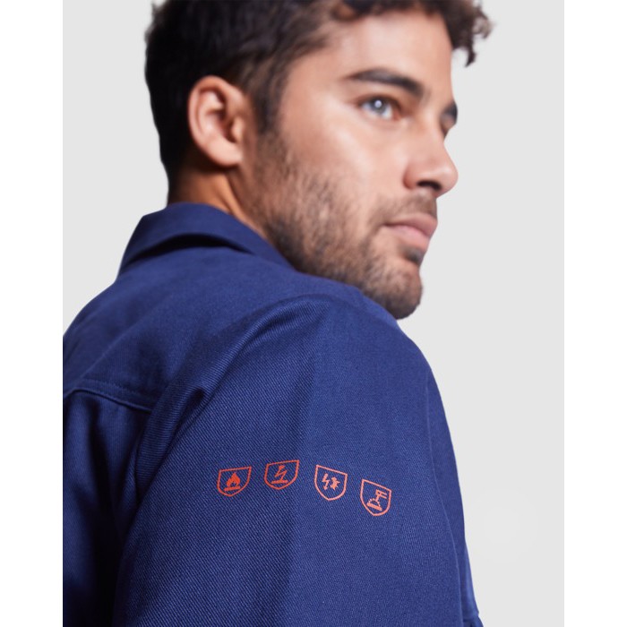Chaqueta laboral ignífuga con cremallera 360 g/m2 Roly Cruiser color azul marino vista detalle 1