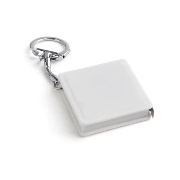 Llavero con flexometro de 1m color blanco