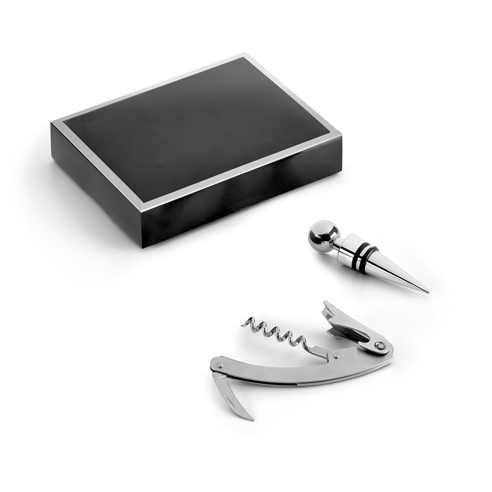 Set de vino de zinc con tres utensilios y caja incluidos varios colores