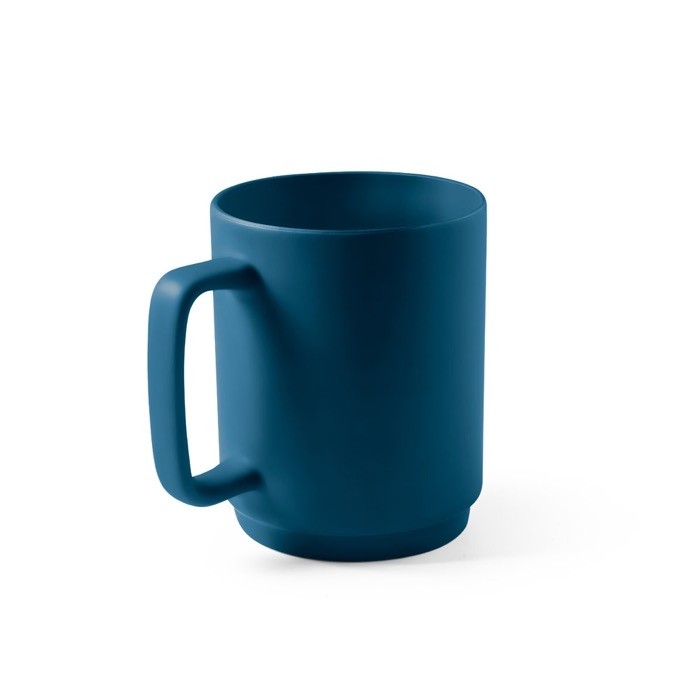 Taza de cerámica con acabado mate y asa grande rectangular 330ml color azul