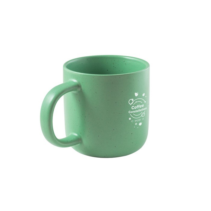 Taza de cerámica para café con acabado mate y efecto rústico 90ml color verde claro imagen con logo