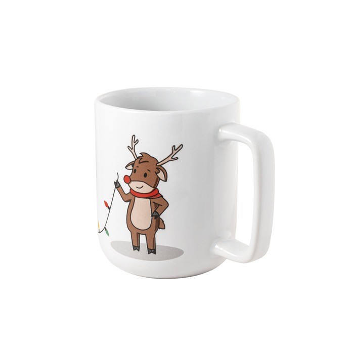 Taza de cerámica con estampado navideño con capacidad hasta 330ml color blanco Taza de cerámica con estampado navideño con capacidad hasta 330ml color blanco