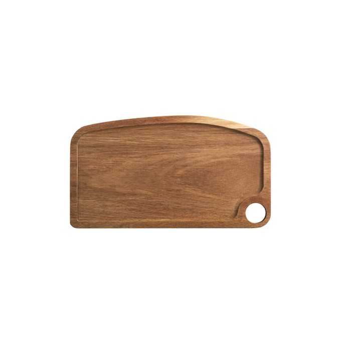 Tabla de madera de acacia certificada con borde alrededor y asa color madera oscura primera vista Tabla de madera de acacia certificada con borde alrededor y asa color madera oscura primera vista