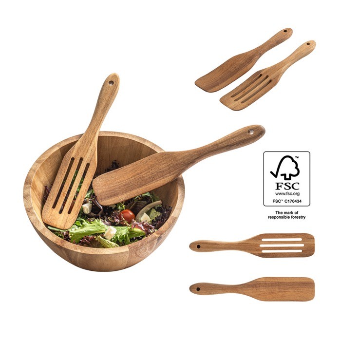 Set de 2 cubiertos de madera de acacia con certificado FSC™ varios colores Set de 2 cubiertos de madera de acacia con certificado FSC™ varios colores