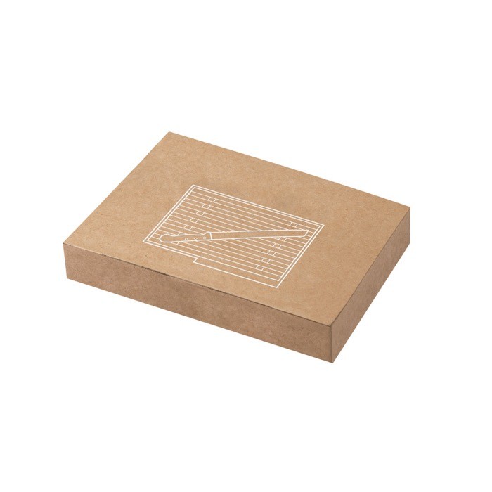 Tabla para cortar pan con cuchillo de acero color natural en caja