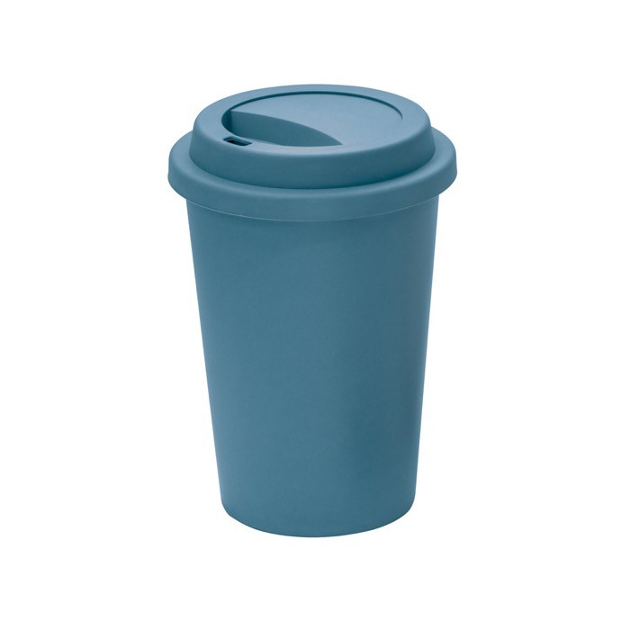 Vaso reutilizable de plástico para llevar con tapa 450ml color azul