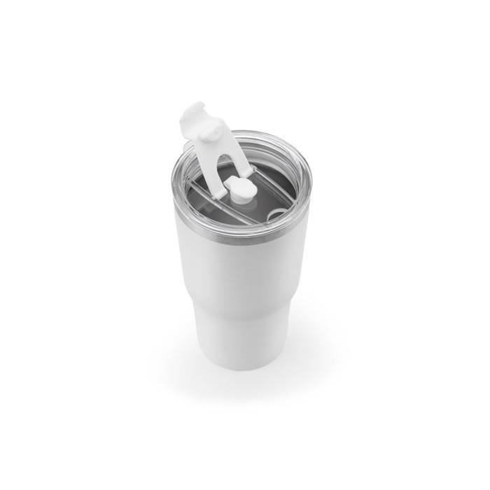 Vaso en acero reciclado con doble pared y acabado mate 600ml color blanco quinta vista Vaso en acero reciclado con doble pared y acabado mate 600ml color blanco quinta vista