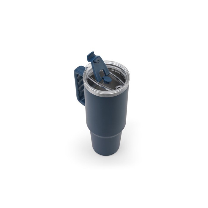 Vaso de viaje grande de acero reciclado con acabado mate 1,3L color azul marino quinta vista Vaso de viaje grande de acero reciclado con acabado mate 1,3L color azul marino quinta vista