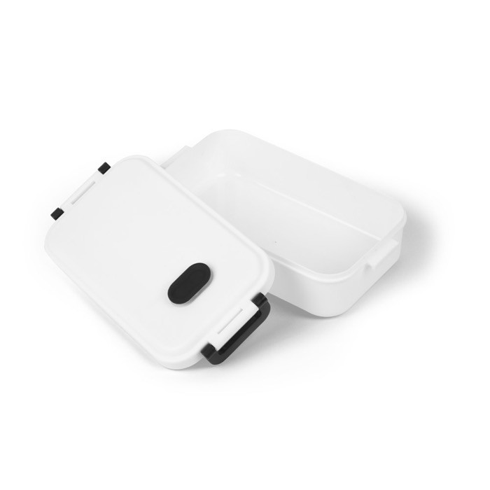 Fiambrera de plástico lavable a máquina con tapa resistente 900ml color blanco tercera vista Fiambrera de plástico lavable a máquina con tapa resistente 900ml color blanco tercera vista