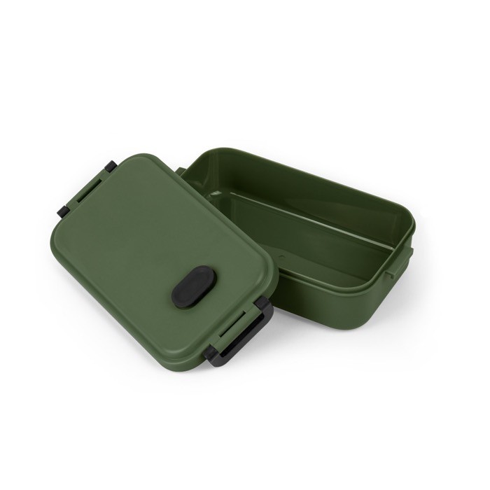 Fiambrera de plástico lavable a máquina con tapa resistente 900ml color verde militar tercera vista Fiambrera de plástico lavable a máquina con tapa resistente 900ml color verde militar tercera vista