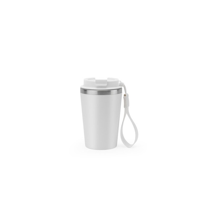 Vaso de viaje en acero reciclado con aislamiento al vacío 460ml color blanco