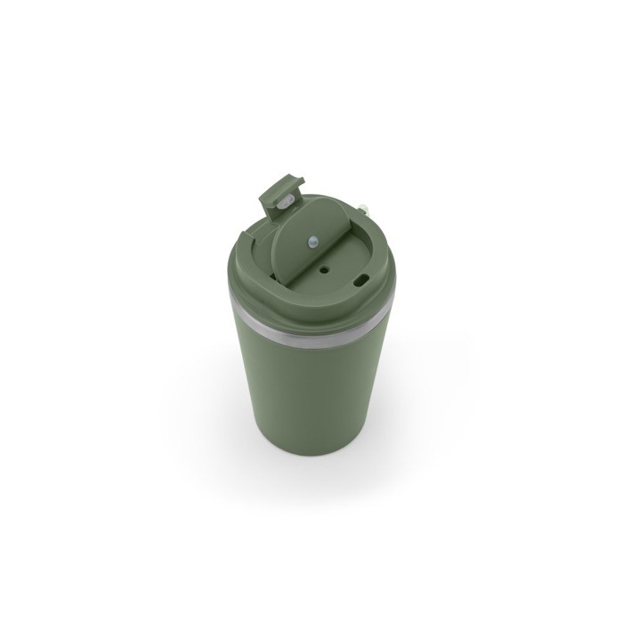 Vaso de viaje en acero reciclado con aislamiento al vacío 460ml color verde militar quinta vista