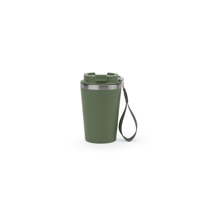 Vaso de viaje en acero reciclado con aislamiento al vacío 460ml color verde militar