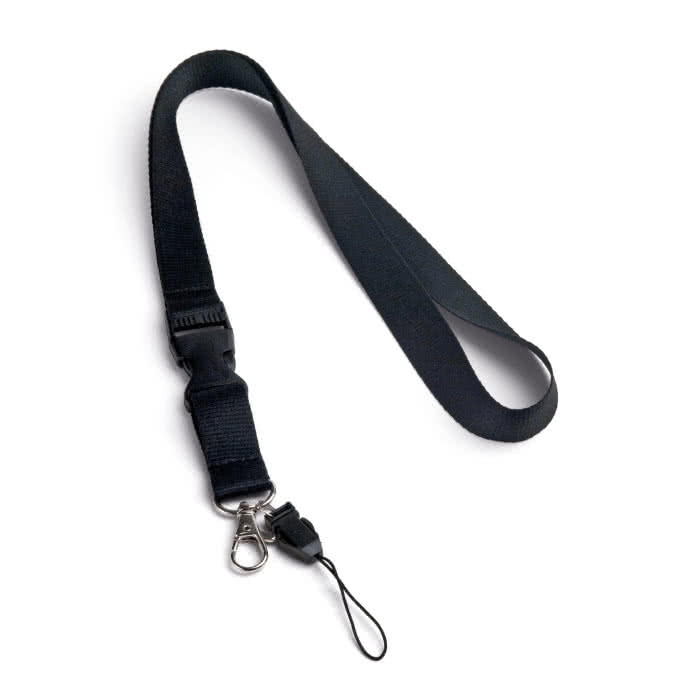 Lanyard publicitario con mini lanyard color negro Lanyard publicitario con mini lanyard color negro