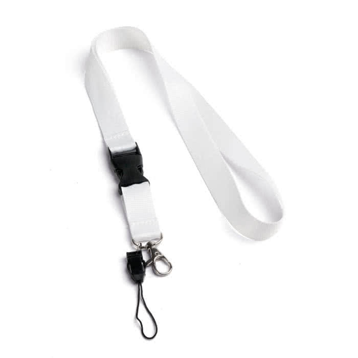 Lanyard publicitario con mini lanyard color blanco Lanyard publicitario con mini lanyard color blanco