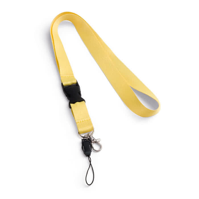 Lanyard publicitario con mini lanyard color amarillo Lanyard publicitario con mini lanyard color amarillo