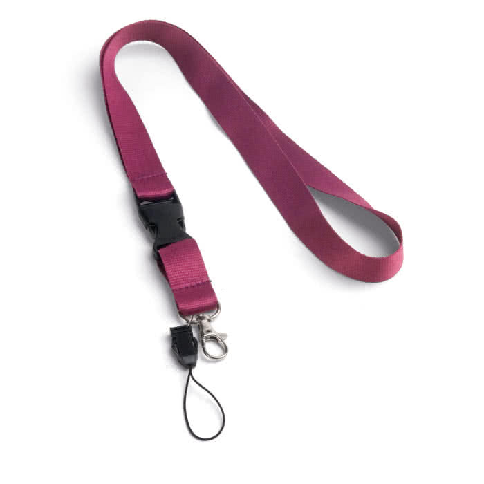 Lanyard publicitario con mini lanyard color violeta Lanyard publicitario con mini lanyard color violeta