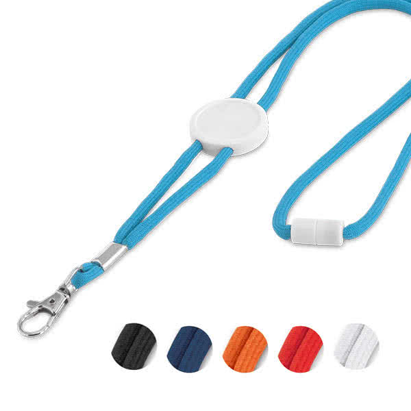 Original lanyard impreso con el logo color azul claro vista productos