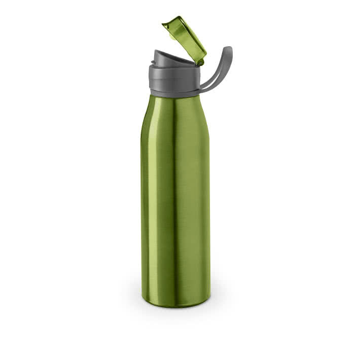 Botella de aluminio con tapón original 650ml color verde claro con logo Botella de aluminio con tapón original 650ml color verde claro con logo