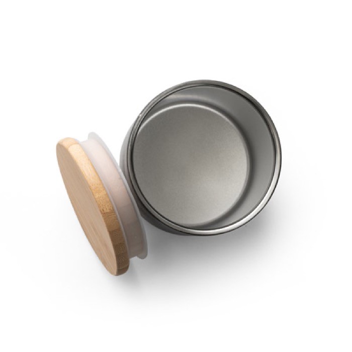 Taza térmica con tapa de bambú color negro cuarta vista