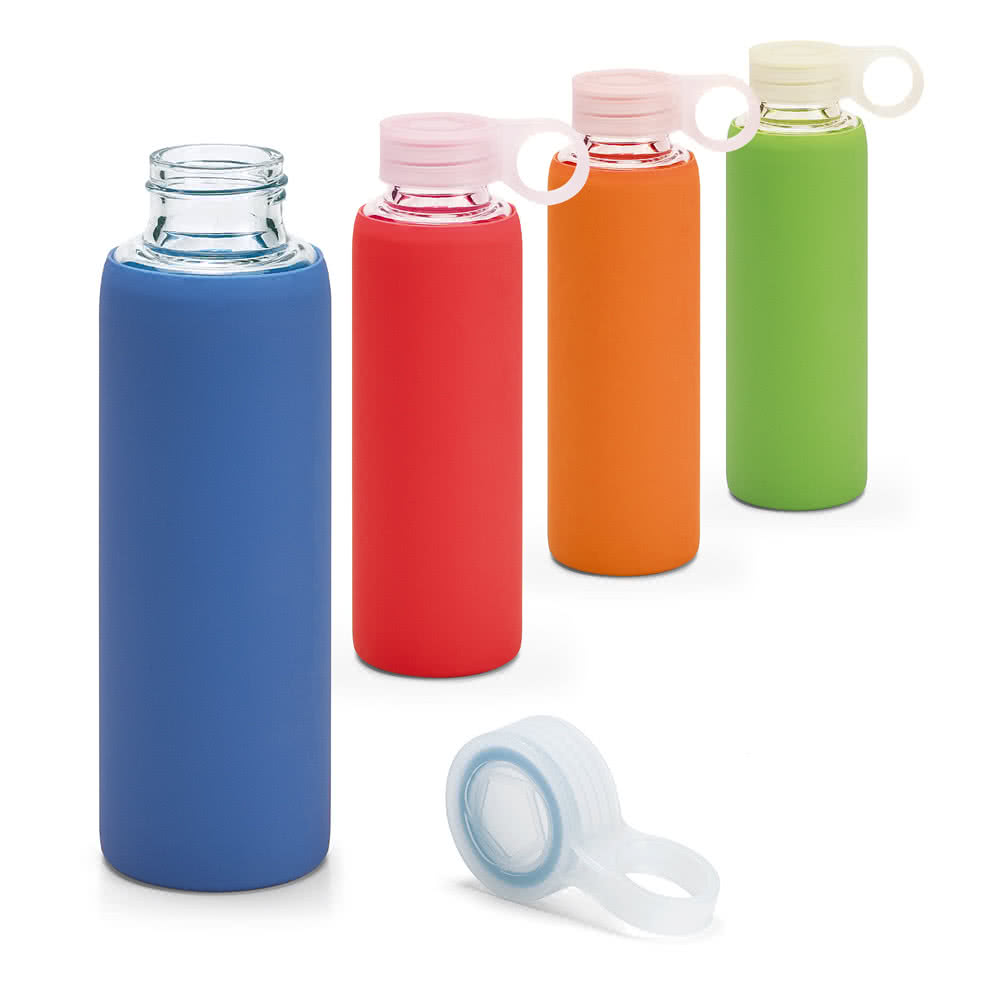 Botellas deportivas de cristal con logo color verde claro vista colores Botellas deportivas de cristal con logo color verde claro vista colores
