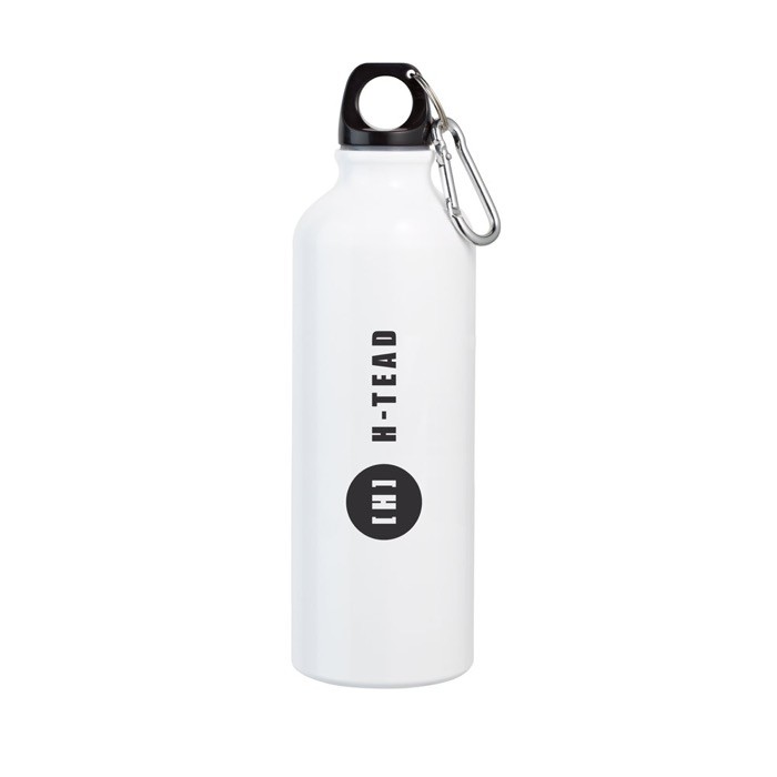 Botella de aluminio grande a color con mosquetón 800ml Cruiser XL color blanco imagen con logo Botella de aluminio grande a color con mosquetón 800ml Cruiser XL color blanco imagen con logo