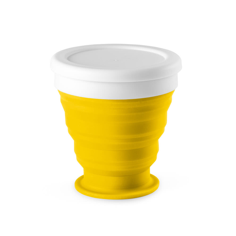 Vasos de viaje plegables merchandising 250 ml color amarillo