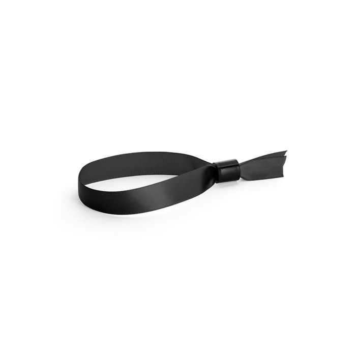 Pulsera para eventos de raso suave y brillante con cierre de seguridad color negro