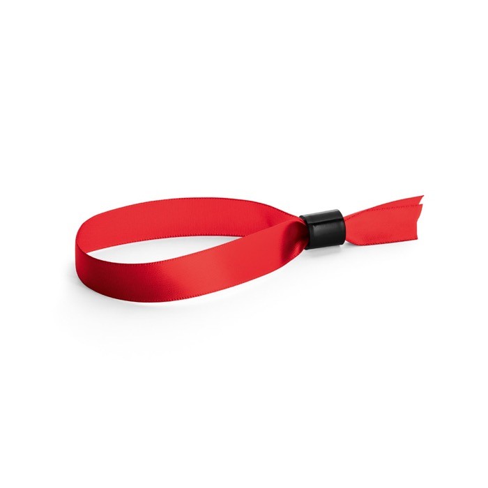 Pulsera para eventos de raso suave y brillante con cierre de seguridad color rojo