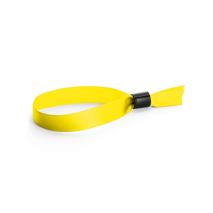 Pulsera para eventos de raso suave y brillante con cierre de seguridad color amarillo