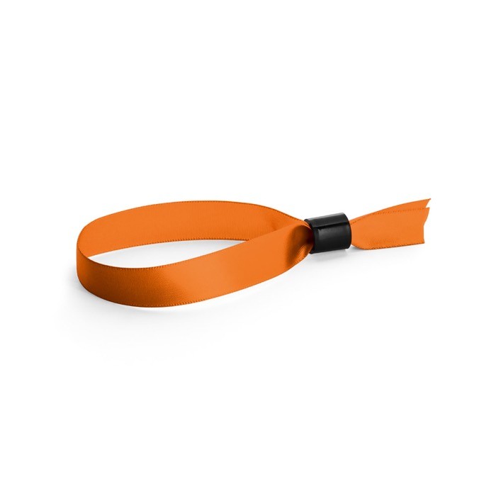 Pulsera para eventos de raso suave y brillante con cierre de seguridad color naranja