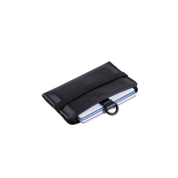 Cartera con bloqueo RFID para llevar 10 tarjetas y monedas color negro segunda vista