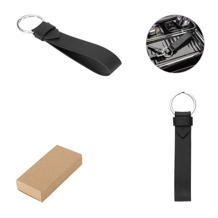 Llavero elegante de PU con anilla de metal y caja de papel kraft varios colores