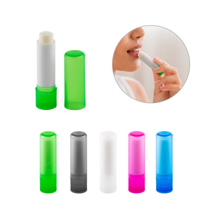 Bálsamo labial vegano con aroma de vainilla y envase transparente varios colores Bálsamo labial vegano con aroma de vainilla y envase transparente varios colores