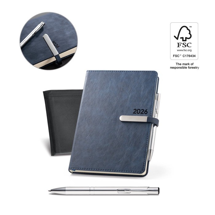 Agenda A5 con bolígrafo vista novena