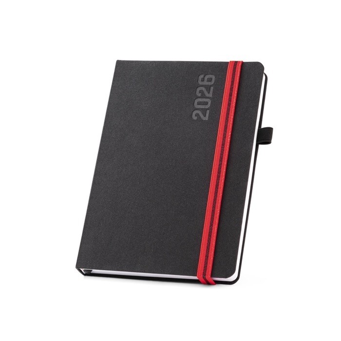 Agenda personalizada con goma color rojo
