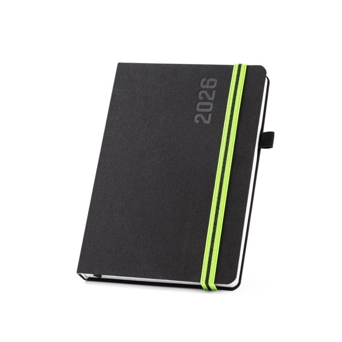 Agenda personalizada con goma color verde