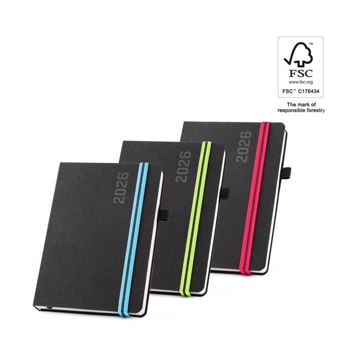 Agenda personalizada con goma vista cuarta