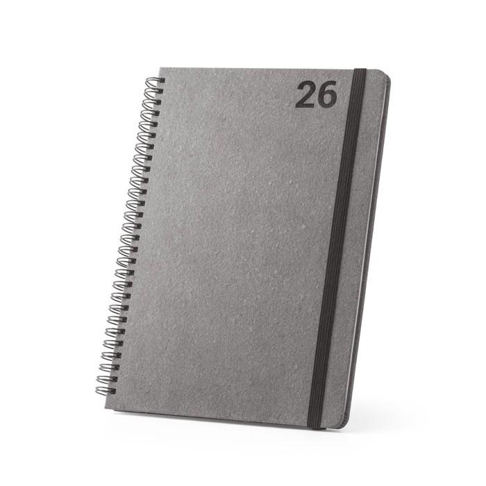 Agenda de cuero reciclado con anillas y planificación semanal B5 color negro primera vista Agenda de cuero reciclado con anillas y planificación semanal B5 color negro primera vista