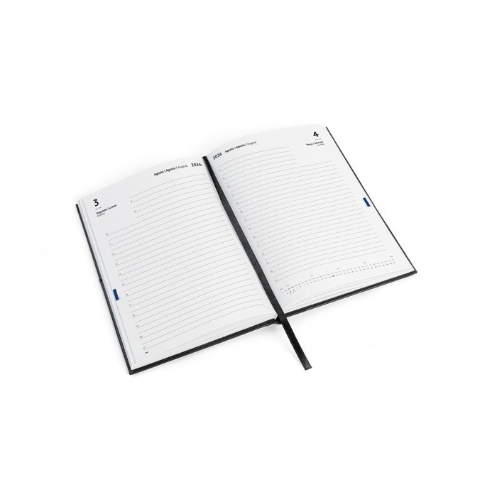 Agenda ecológica con dos bolsillos exteriores y marcador de cinta A5 color gris tercera vista