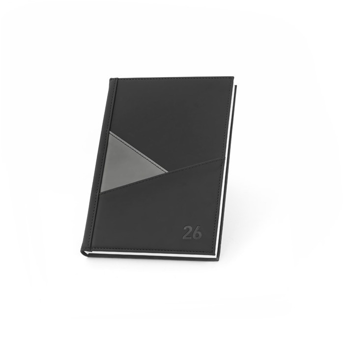 Agenda ecológica con dos bolsillos exteriores y marcador de cinta A5 color gris