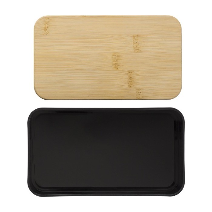 Fiambrera doble con separador interno y cubiertos 800ml Duo Compact color negro primera vista