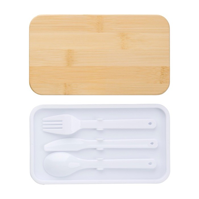 Fiambrera doble con separador interno y cubiertos 800ml Duo Compact color blanco segunda vista