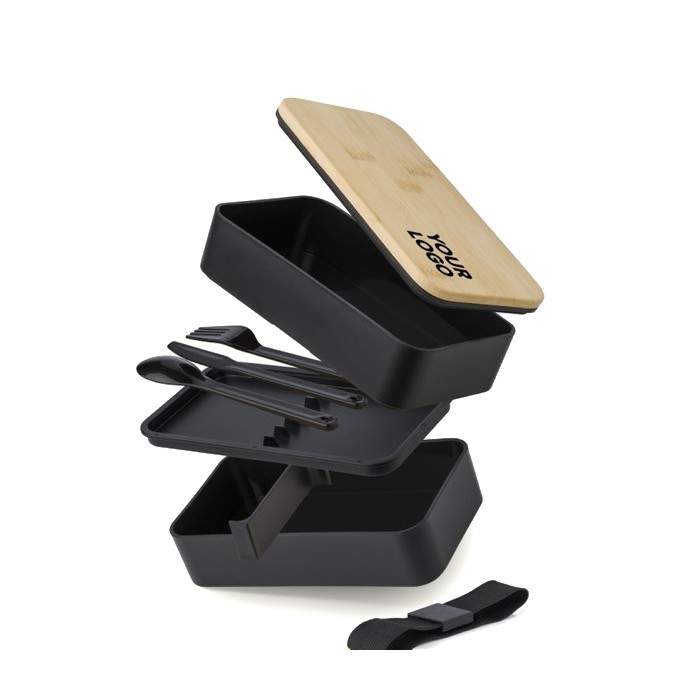 Fiambrera doble con separador interno y cubiertos 800ml Duo Compact segunda vista