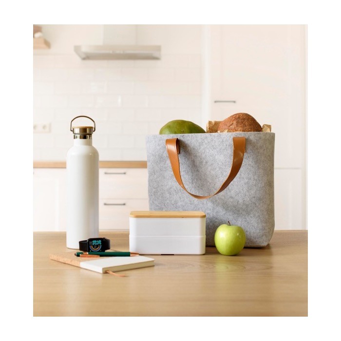 Fiambrera doble con separador interno y cubiertos 800ml Duo Compact cuarta vista