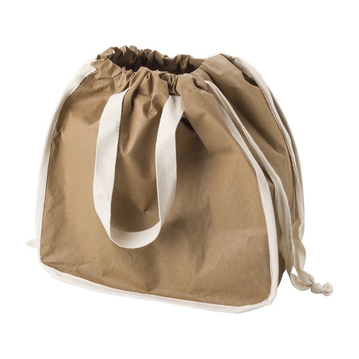 Bolsa de papel kraft lavable con asas y cuerdas 250 g/m2 color marrón segunda vista