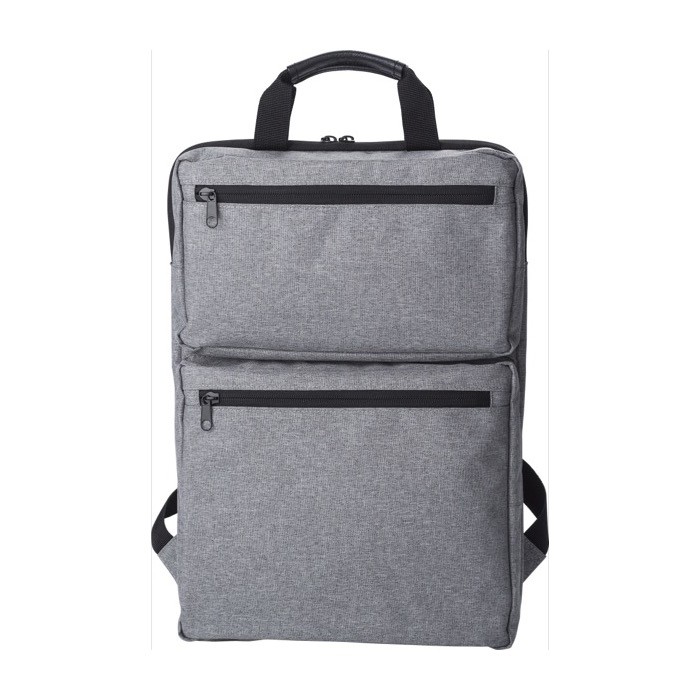 Mochila de poliéster y algodón para PC con dos bolsillos exteriores 15” color gris primera vista