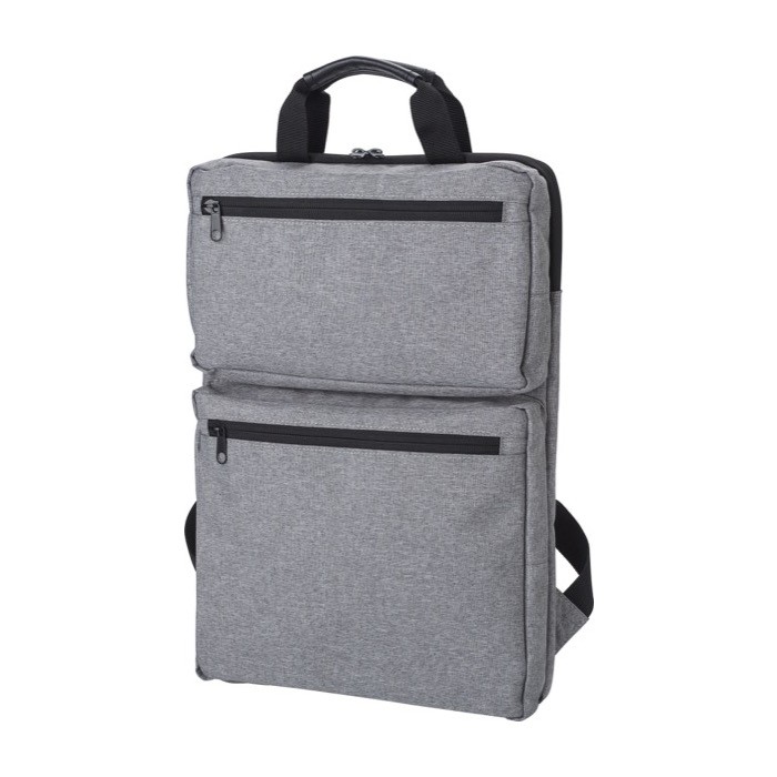 Mochila de poliéster y algodón para PC con dos bolsillos exteriores 15” color gris quinta vista